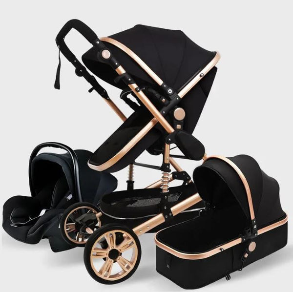 StrollEase 1 High Landscape Baby Stroller 3 in 1 With Car Seat Pink Stroller Luxury Travel Pram Car seat and Stroller Baby Carrier Pushchair